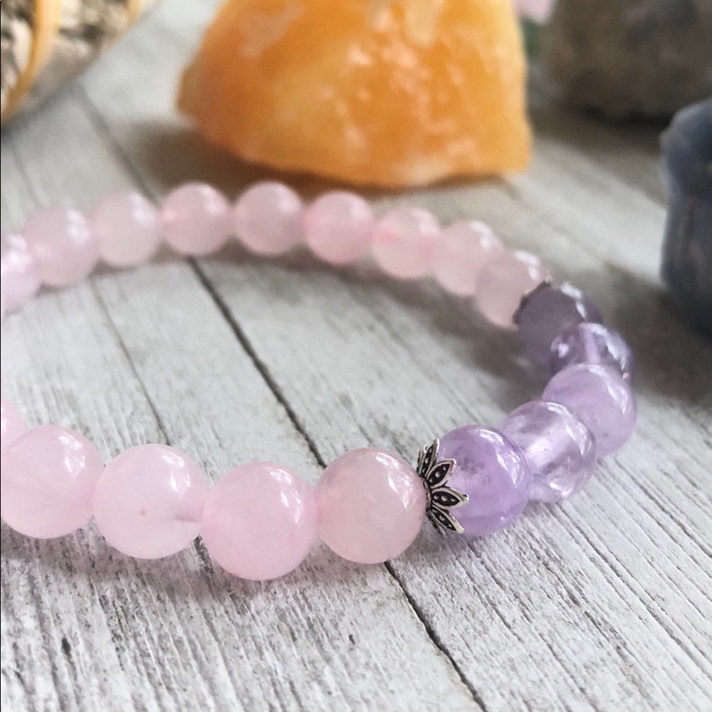 Rose Quartz with Lavender Amethyst bracelet